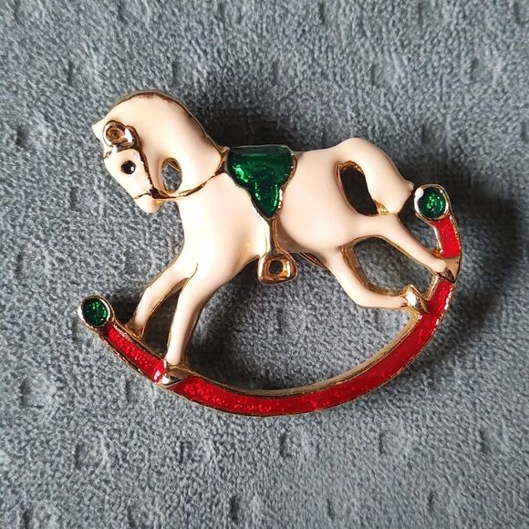 Vintage Rockinghorse Christmas Brooch - Picture 1 of 2